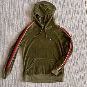 Aviator Nation Olive Green Velvet Hoodie